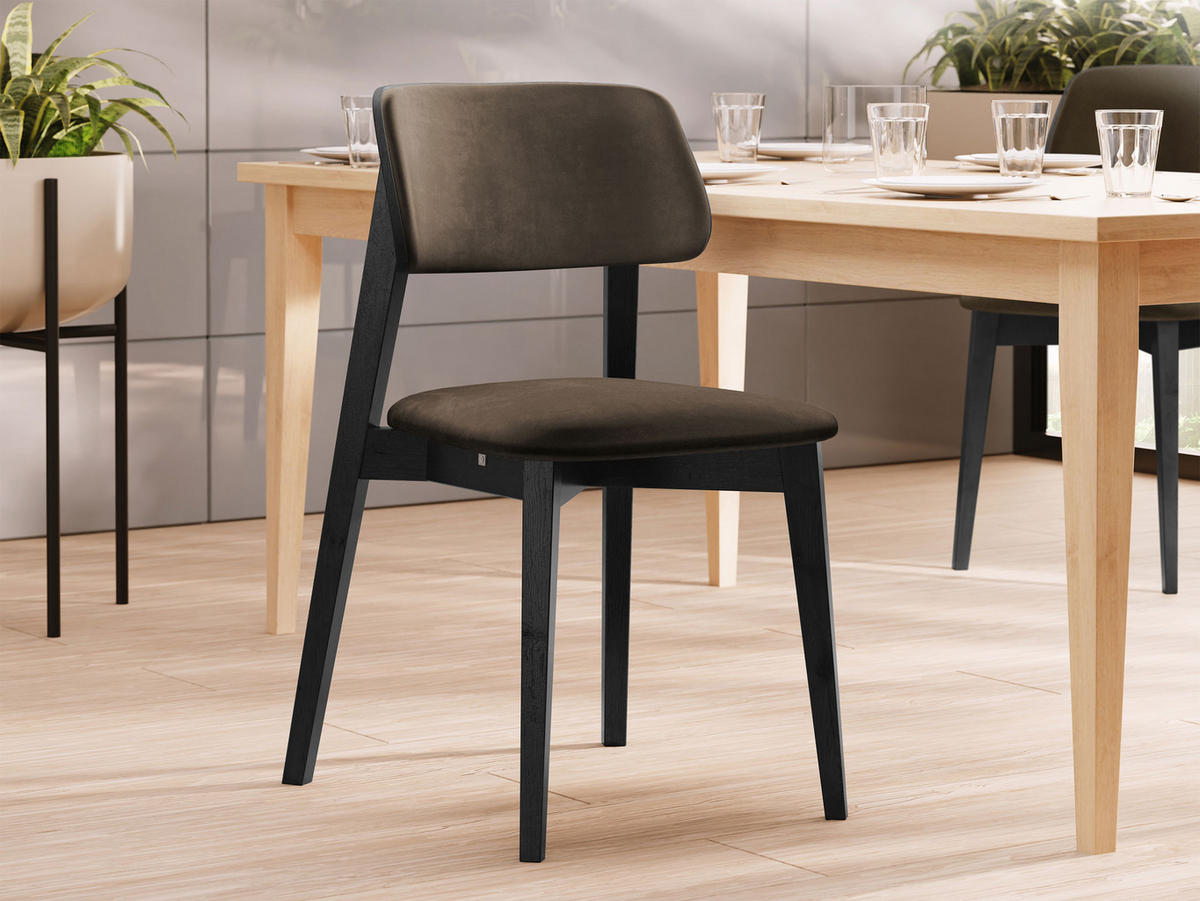 WOHNZIMMER STUHL KT63/C, Holzfarbe: Schwarz - Schwarz/Braun, Holz/Textil (47/80/49cm) - MIRJAN24