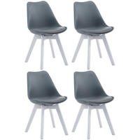 STUHL 4er Set Lederlook grau - Weiß/Grau, Holz/Textil (48/84/55cm) - CLP