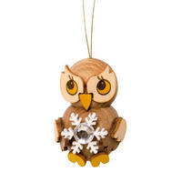 HOLZFIGUR Eulenkind mit Schneekristall 4 cm - Multicolor, Holz (3/4/3cm)