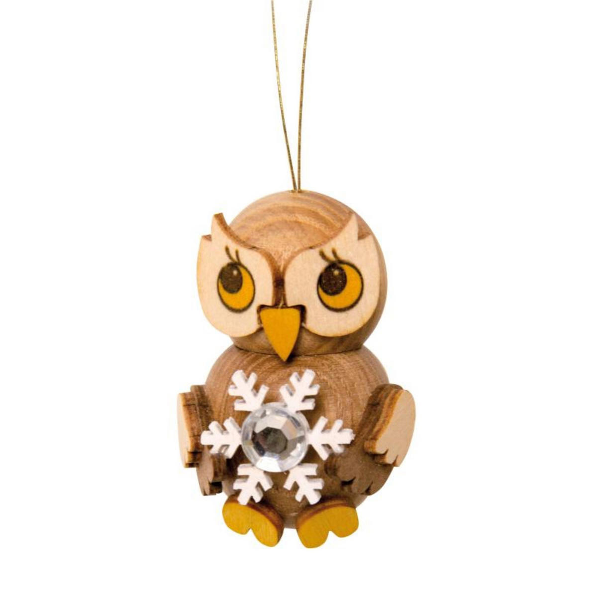 HOLZFIGUR Eulenkind mit Schneekristall 4 cm - Multicolor, Holz (3/4/3cm)