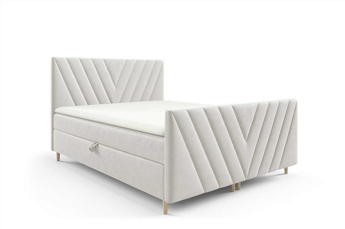 BOXBETT Carlito Premium - Weiß, Holzwerkstoff/Textil (200/220cm) - Fun Möbel