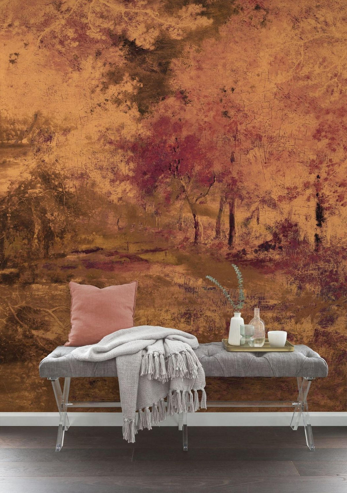 FOTOTAPETE Herbst 200 x 280 cm - Orange, Papier (200/280cm) - Sanders & Sanders