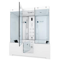 BADEWANNE mit Tür Dusche K88-WS-EH-A-EC-EA - Weiß, Glas/Kunststoff (180/228/100cm) - AcquaVapore by Sandra Jentho