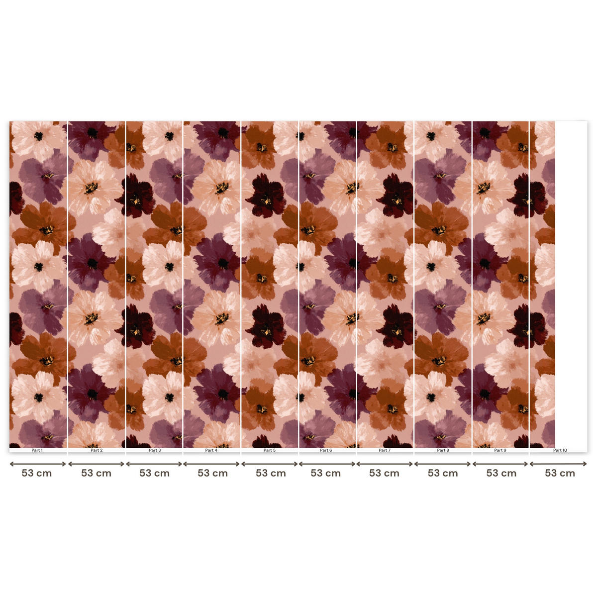 TAPETE - Blumen - Abstrakt - Erdtöne - 450x280 cm - Multicolor, Papier (450/280cm) - OnlyWow