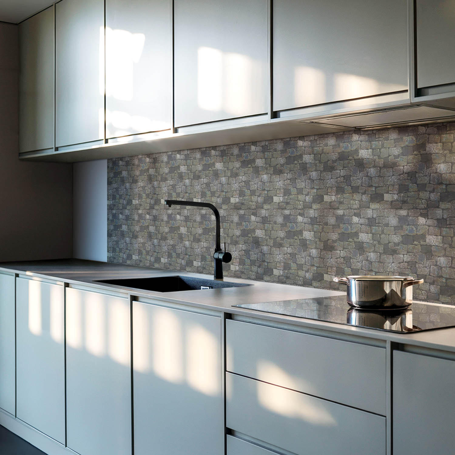 WANDPANEEL 100x50 cm selbstklebend Rocassa - Grau, Kunststoff (50/1.6/100cm) - Wallfluent