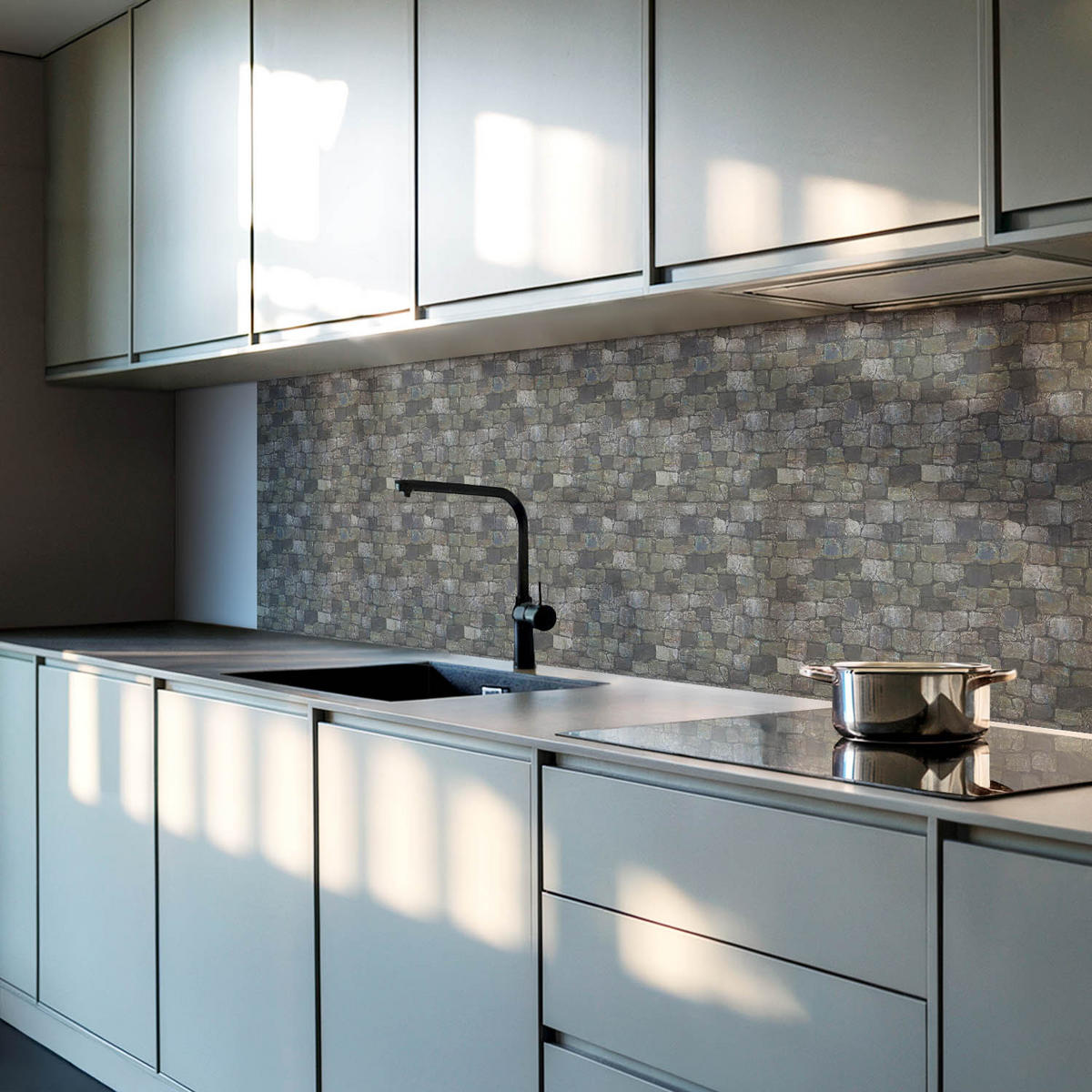 WANDPANEEL 100x50 cm selbstklebend Rocassa - Grau, Kunststoff (50/1.6/100cm) - Wallfluent