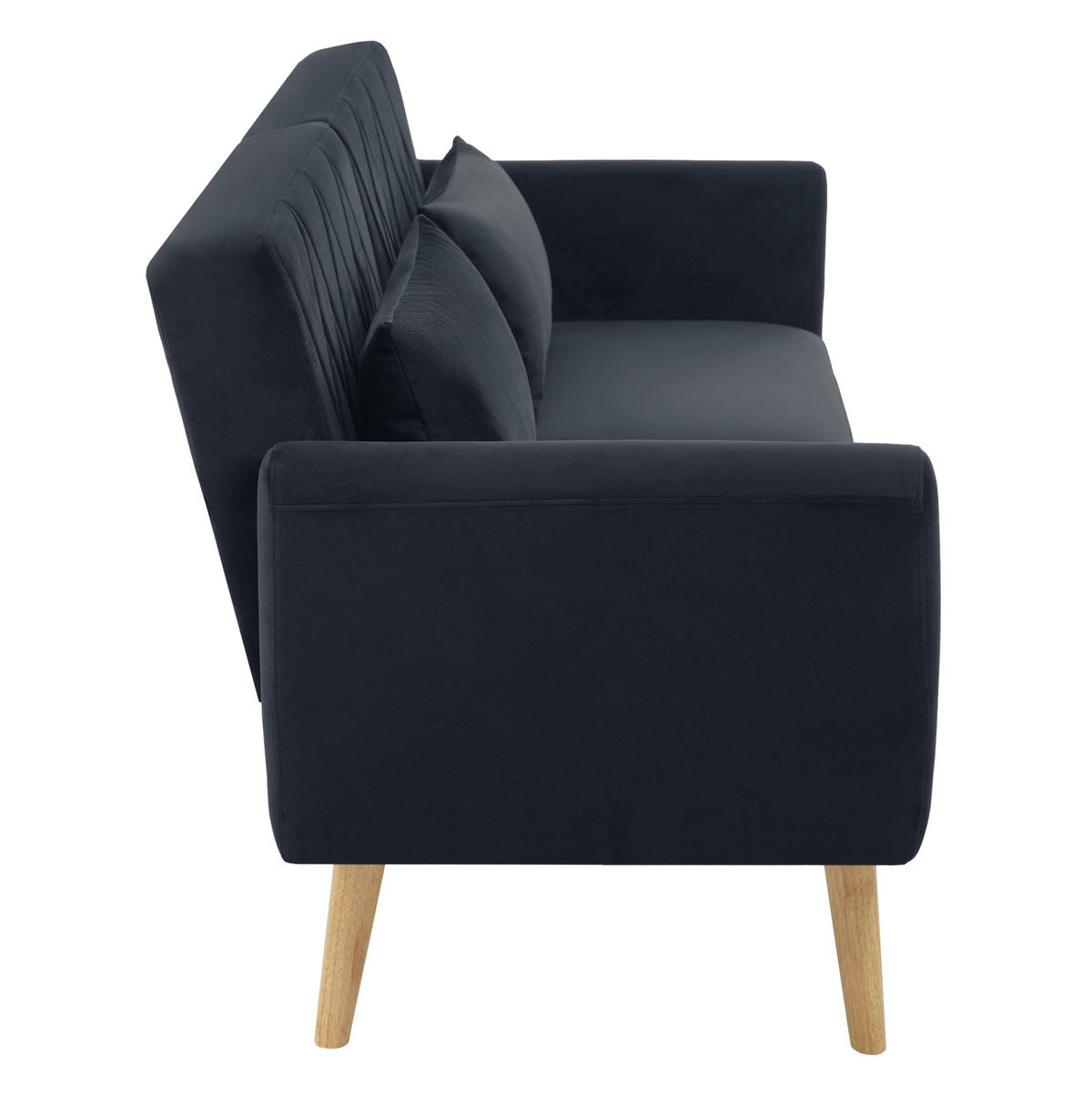 SCHLAFSOFA mit Schlaffunktion und verstellbaren Armlehnen Samt Schwarz 180/75/82 cm - Schwarz, Textil (180/82/75cm) - OKWISH