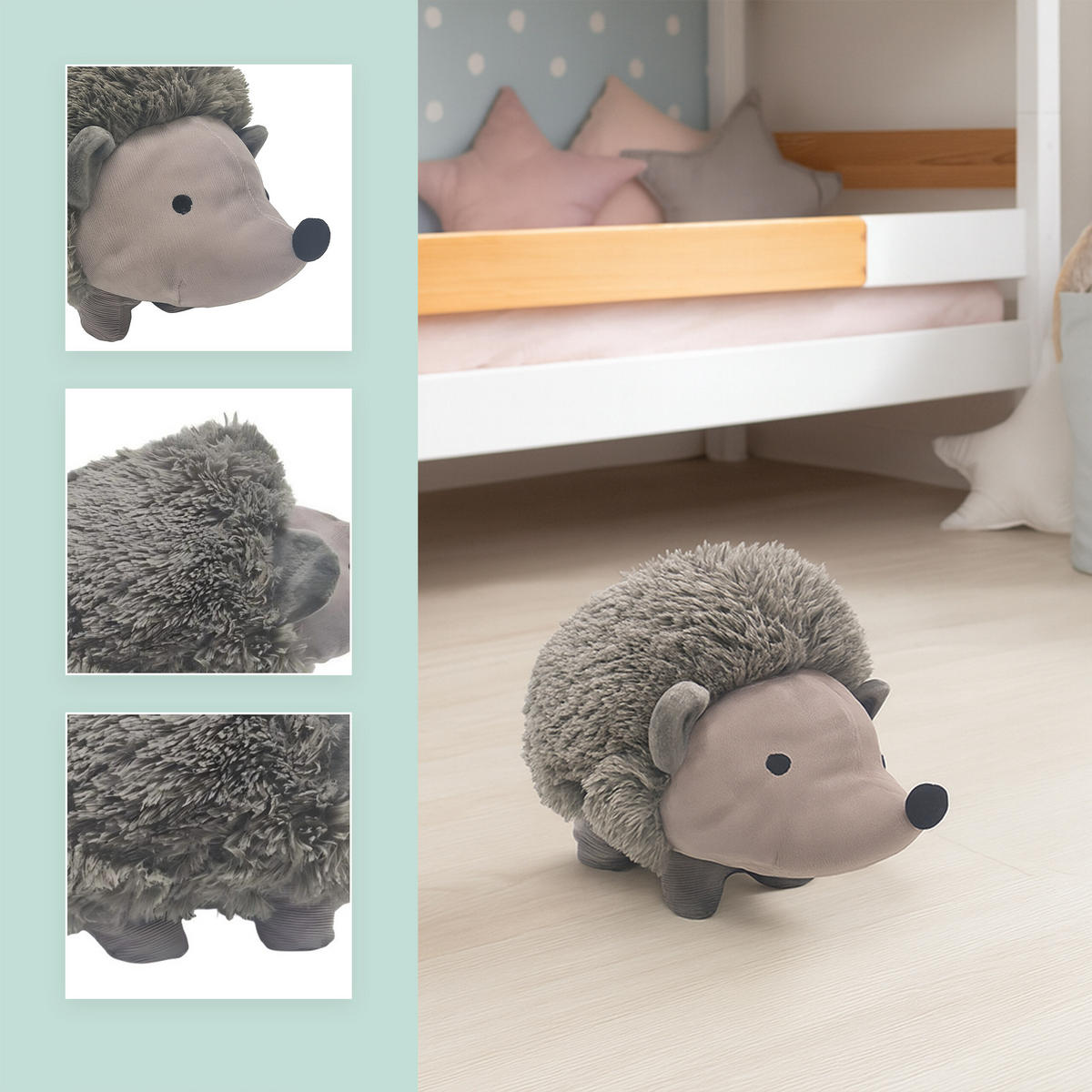 DÖRRSTOPP Brun igelkott sandfylld - Multicolor, Textil/Naturmaterial (21/34cm) - Relaxdays