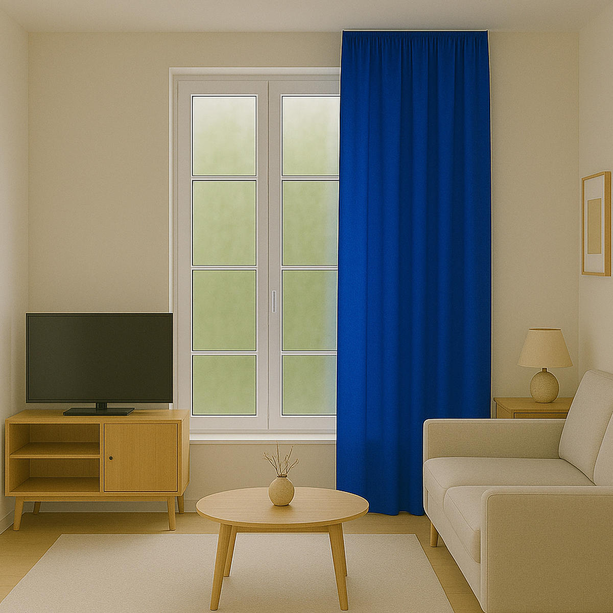 VORHANG Blickdicht ( 140x245cm ) mit Kräuselband / Universalband in Blau - Blau, Textil (140/245cm) - Bestlivings