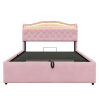 POLSTERBETT 140x200 cm mit hydraulischem Stauraum - LED Beleuchtung & Ladestation - Rosa - Ohne Matratze - Pink, Textil (140/200cm) - DELFA