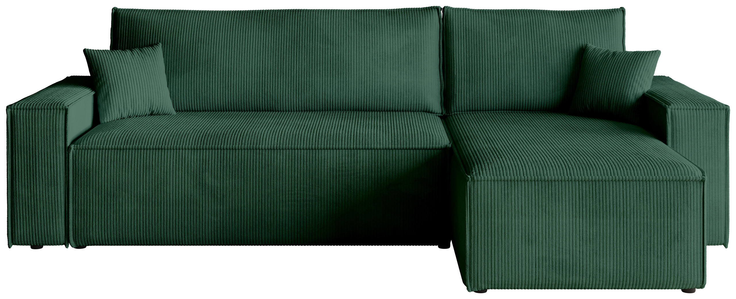 ECKSOFA ADI mit Schlaffunktion Dunkelgrün Cord - Dunkelgrün, Textil (244/143cm) - Bromarkt
