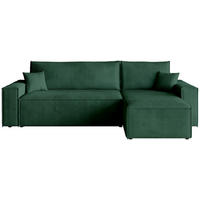ECKSOFA ADI mit Schlaffunktion Dunkelgrün Cord - Dunkelgrün, Textil (244/143cm) - Bromarkt