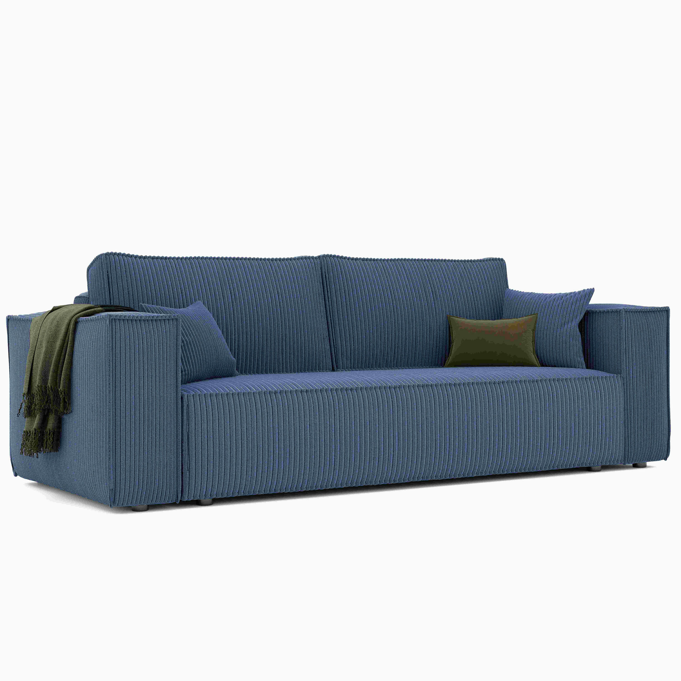 SOFA mit Schlaffunktion und Bettkasten, Blau - Blau, Holzwerkstoff/Textil (240/84/105cm) - Idohome