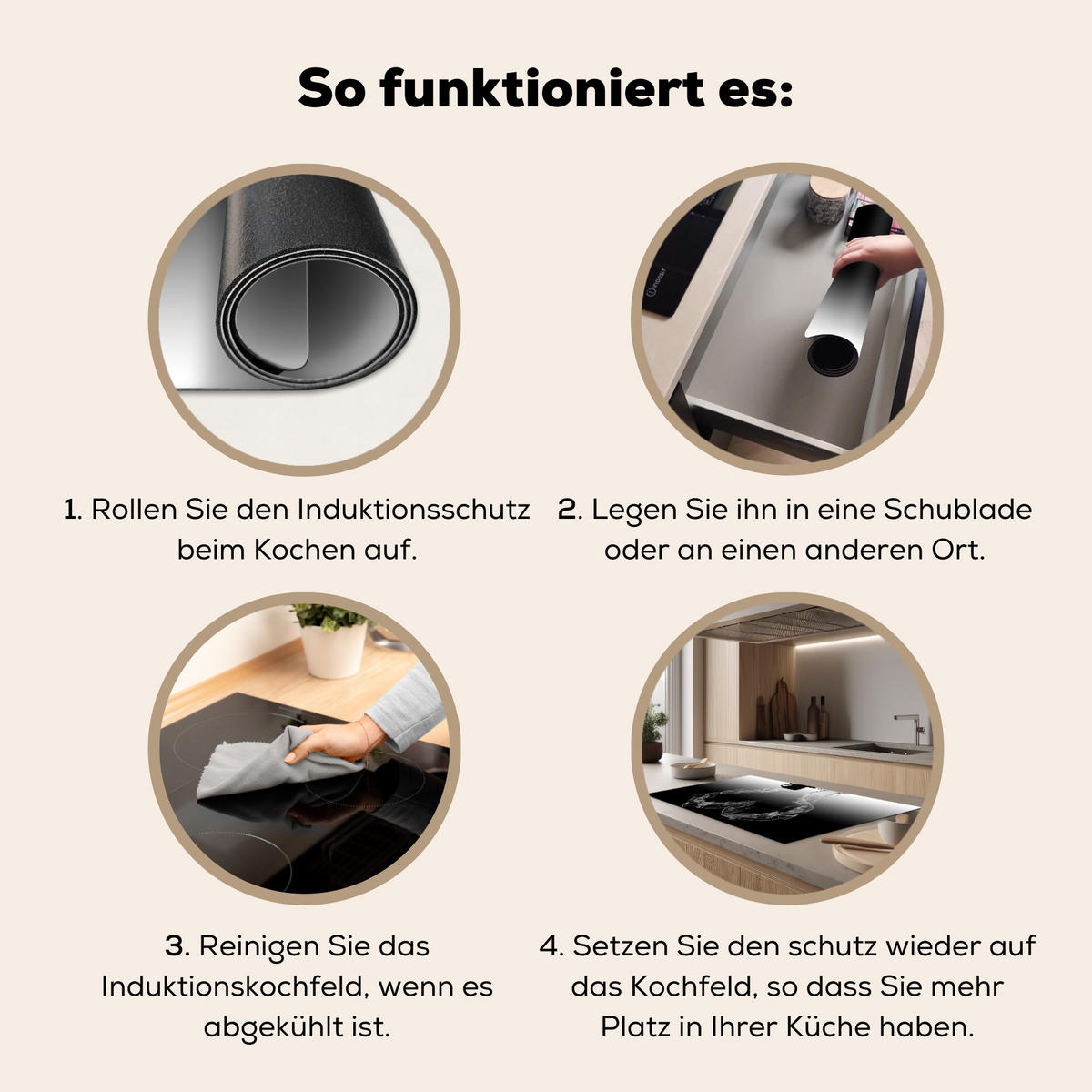 HERDABDECKPLATTE Kaffee - Herz - Schwarz und weiß - Tassen Induktionsschutz 91.2x52 cm - Weiß, Kunststoff (91.2/52/0.2cm) - MuchoWow