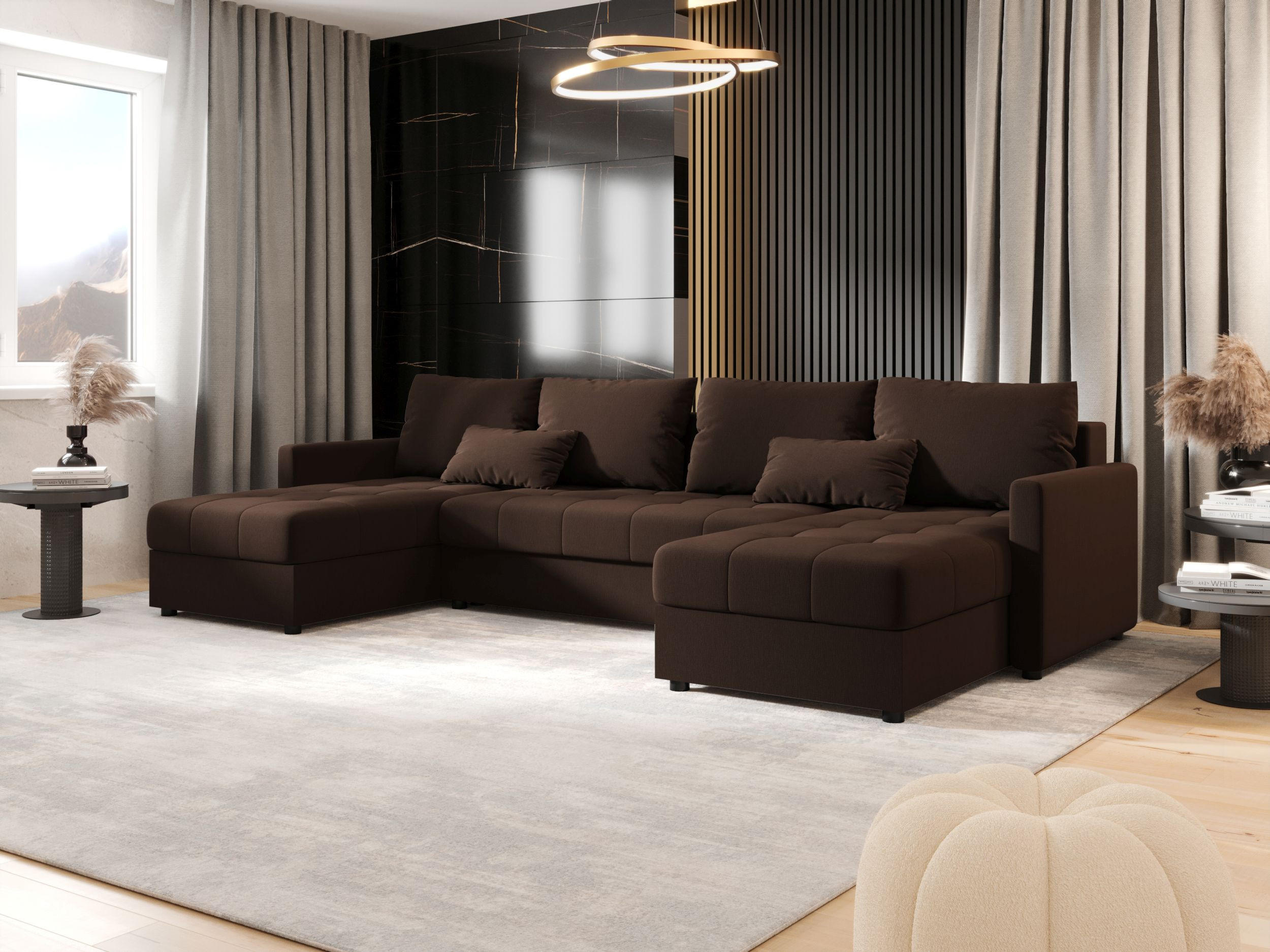 ECKSOFA MOS U BIS Cosmic 800 mit Schlaffunktion - Braun, Textil (285/85/140cm) - Bedante