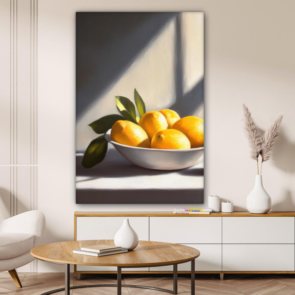 LEINWANDBILD Zitronen - Stilleben - Gelb 80x120 cm - Gelb, Textil (80/120cm) - MuchoWow