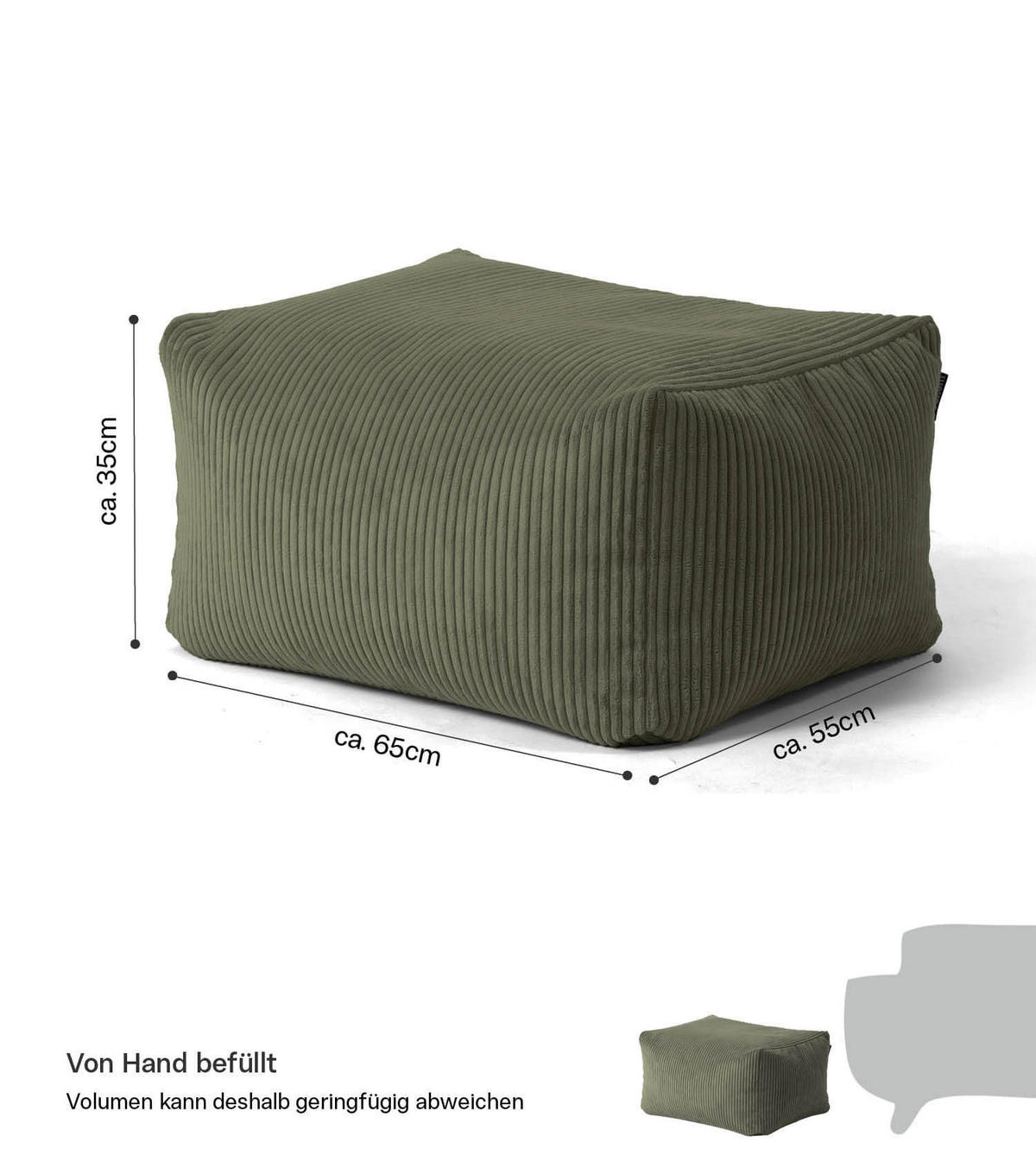 POUF Der Ruhestifter - Grün, Textil (65/35/55cm) - Mokebo