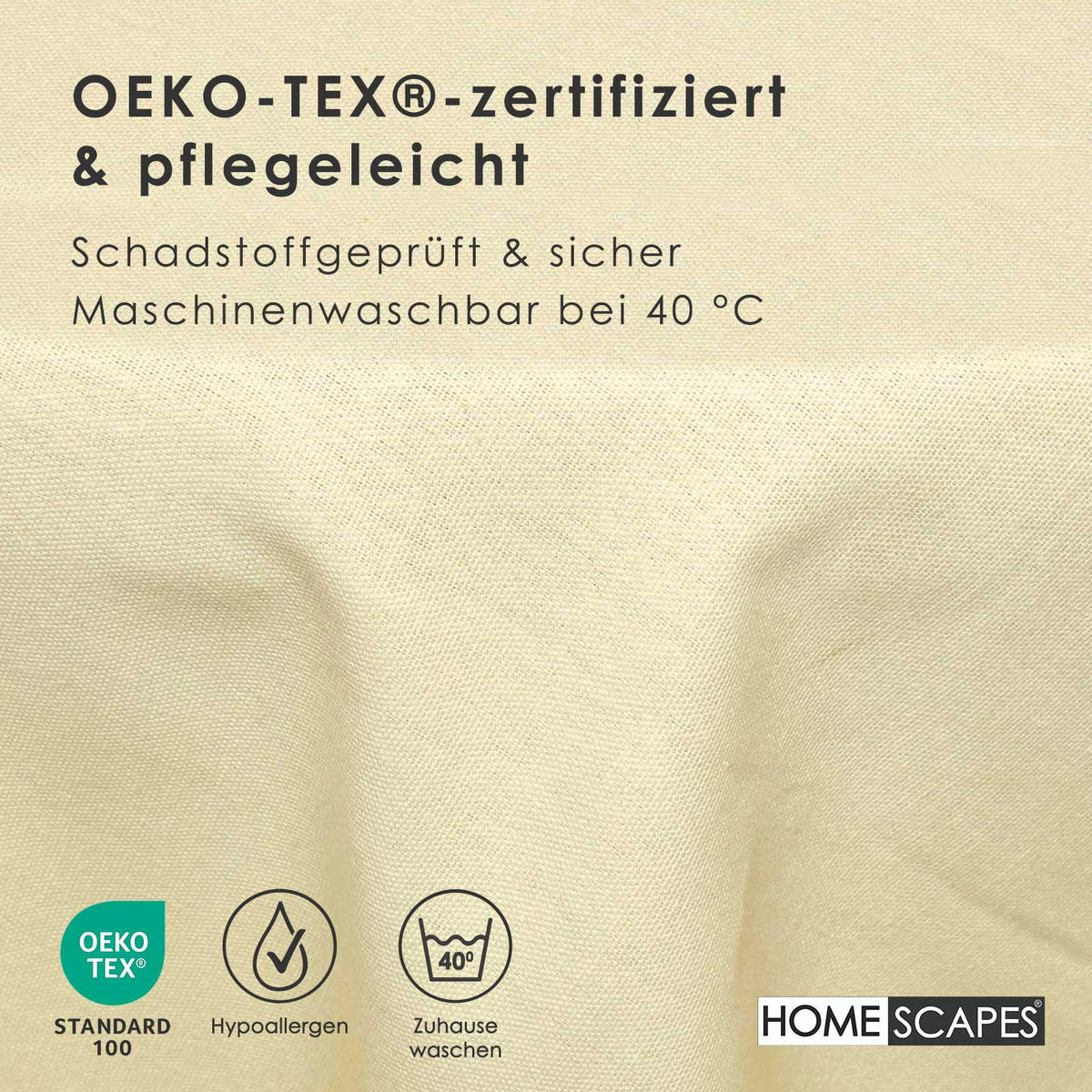 TISCHDECKE creme rund 178 cm, 100% Baumwolle - Creme, Textil (178/178cm) - Homescapes