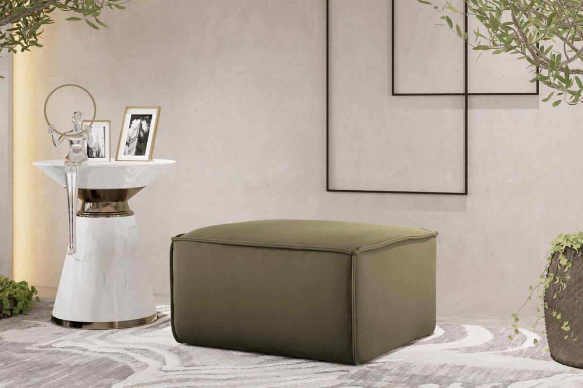 POLSTERHOCKER Celes Premium Opera Velvet - Hellgrün, Holzwerkstoff/Textil (105/40/105cm) - Fun Möbel