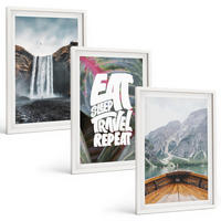 BILDER SET 3er Set - 40x60 cm Weißer Rahmen - Wasserfall Berge Natur Boot - Weiß, Kunststoff (40/60cm) - TULUP