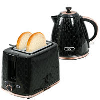 WASSERKOCHER 2-tlg 1,7L Wasserkocher-Toaster-Set Schwarz 7 Bräunungsstufen und LED-Anzeigen - Schwarz, Kunststoff (19.5/23.4/24.2cm) - Raelunyi