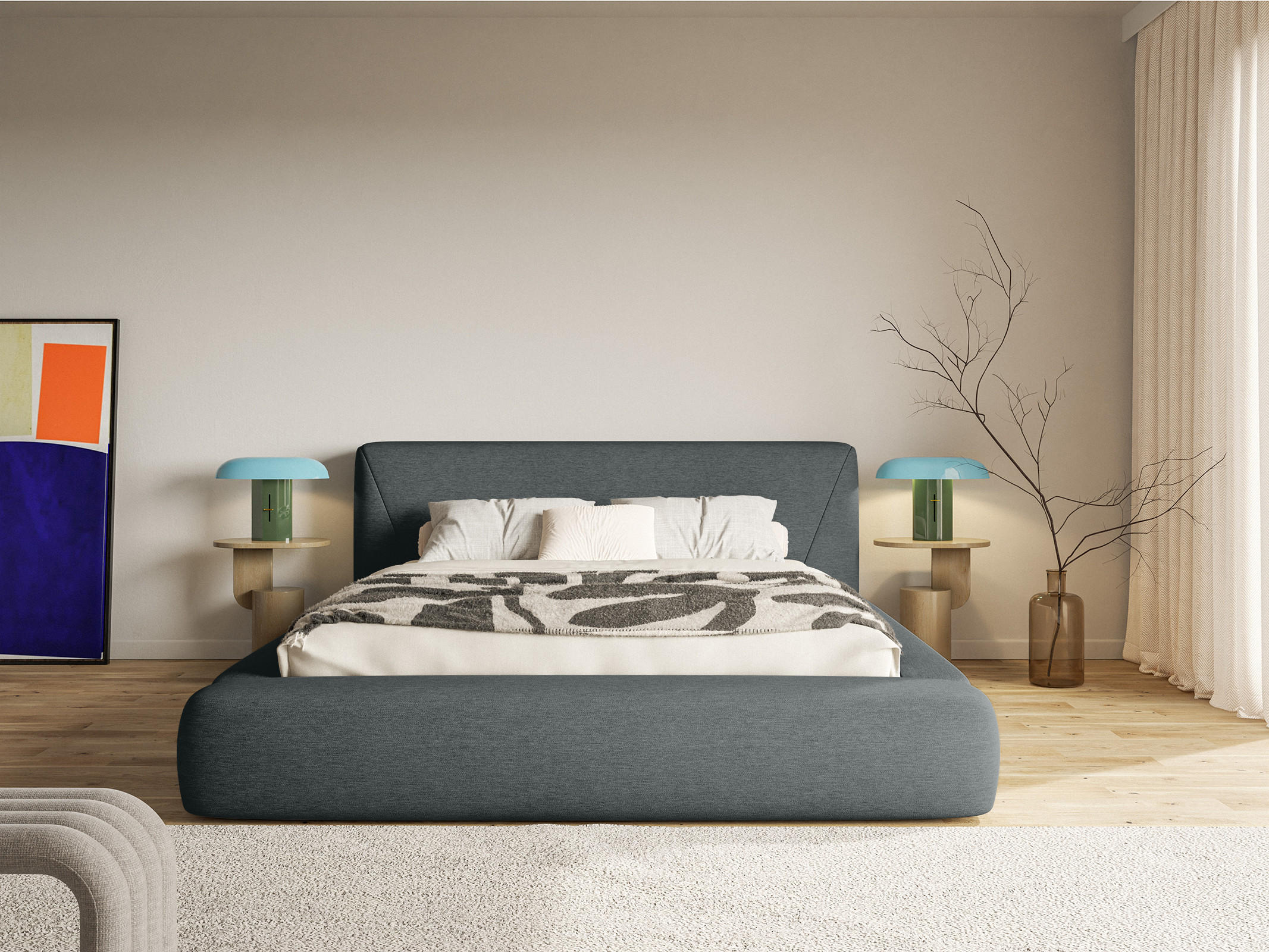 POLSTERBETT Vemmo 200x200 cm, Dunkelgrau - Dunkelgrau, Textil (200/200cm) - Fedve