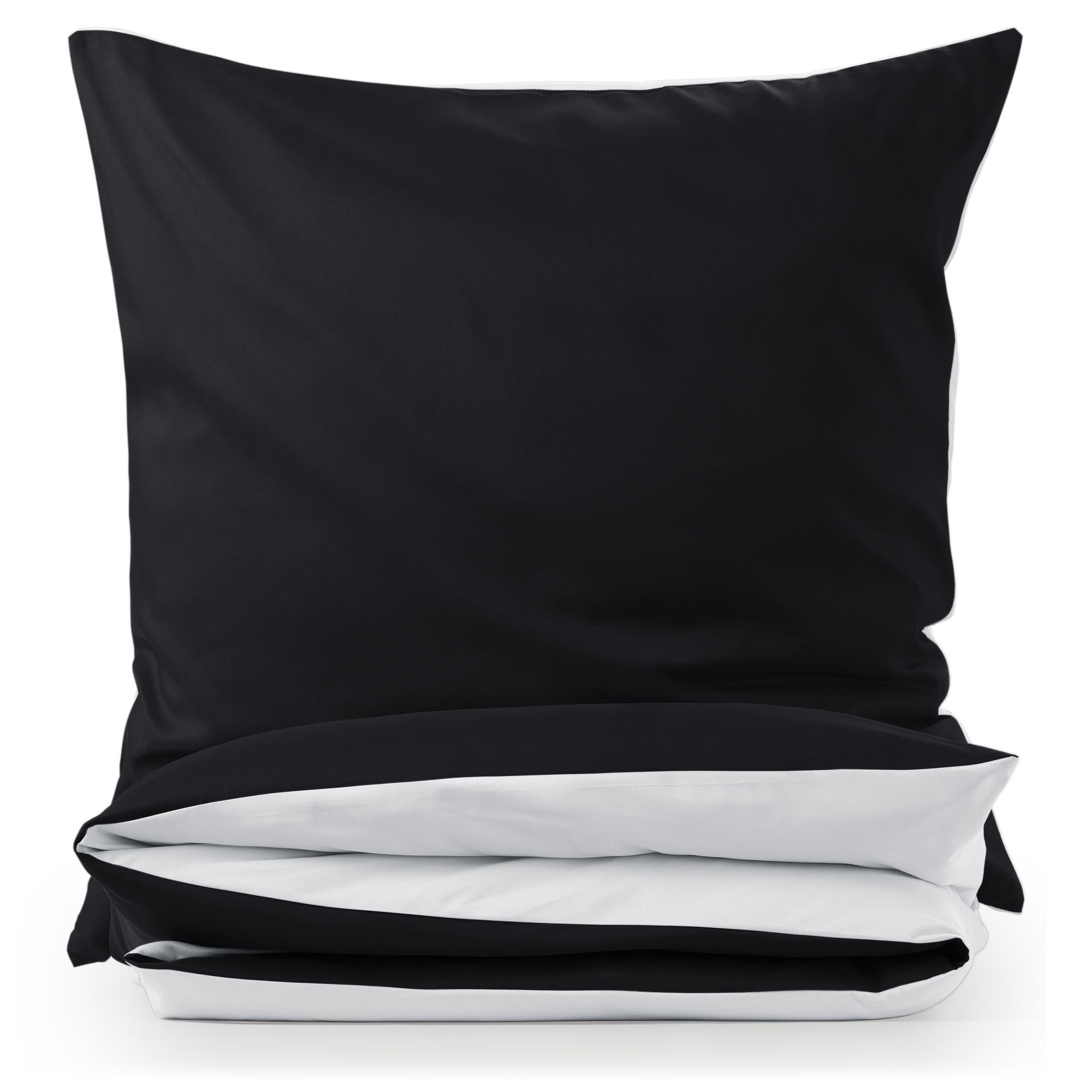 WENDEBETTWÄSCHE Ebba 135/200 cm 80/80 cm, Schwarz und Weiß - Schwarz/Weiß, Textil (135/200cm) - Blumtal