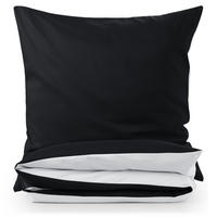 WENDEBETTWÄSCHE Ebba 155/200 cm 2 mal 80/80 cm, Schwarz und Weiß - Schwarz/Weiß, Textil (155/200cm) - Blumtal