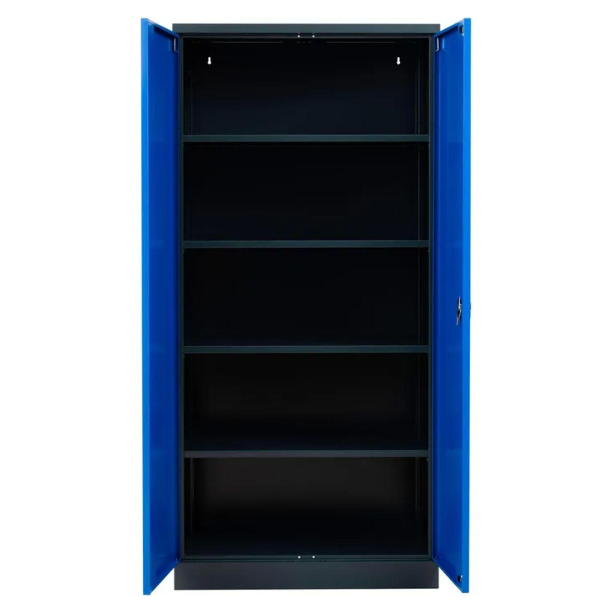 STAHLSCHRANK Bee mit 5 verzinkten Fachböden 195x92x42 cm Korpusfarbe Anthrazit Frontfarbe Enzianblau - Blau, Metall (92/195/42cm)