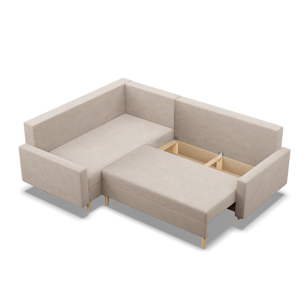 ECKSOFA MIT SCHLAFFUNKTION LINKS BLANK , Beige - Beige, Textil (223/175cm)