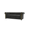 CHESTERFIELD-SOFA 3-sitzer mit Schlaffunktion Flux Anthrazit Microfaser Vintageoptik - Anthrazit/Braun, Holz/Textil (203/72/86cm) - S-Style Möbel