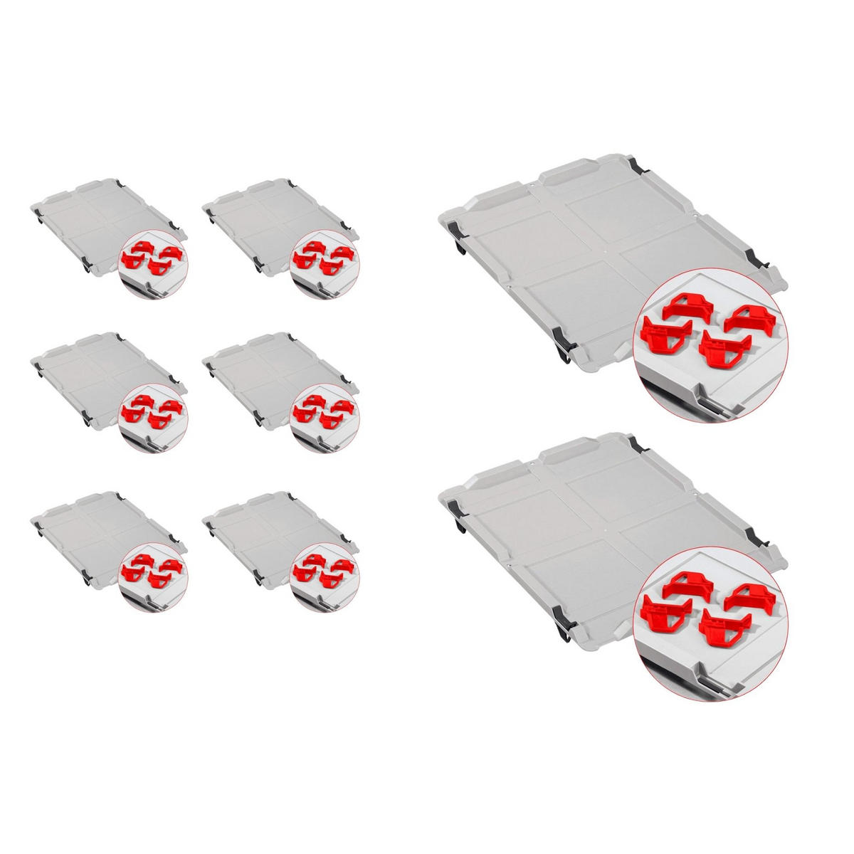 EUROBOX 8x Nextgen Economy Mit Auflagedeckel Grau/Rot Griffe Offen 20 Liter - Rot, Kunststoff (30/22/40cm) - PROREGAL