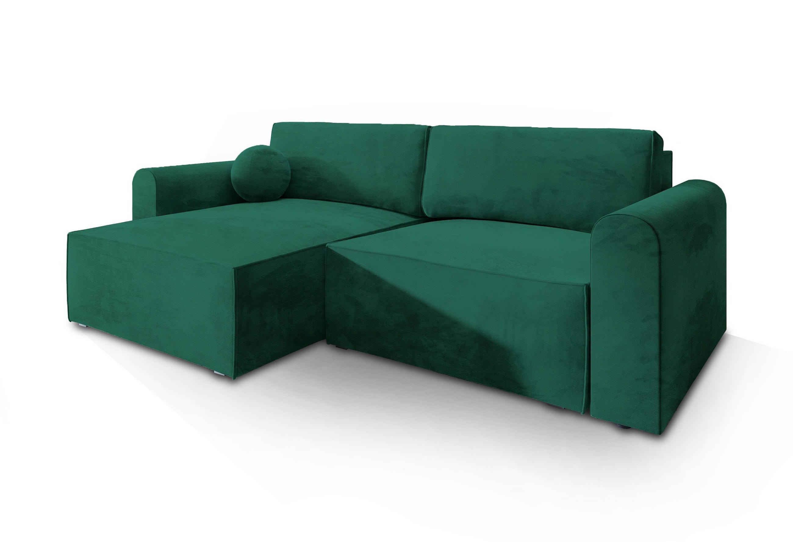 ROHOVÁ SEDAČKA FIANO tmavě zelená - šedá/tmavě zelená, dřevo/textil (245/148cm) - MASSENO