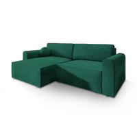 ROHOVÁ SEDAČKA FIANO tmavě zelená - šedá/tmavě zelená, dřevo/textil (245/148cm) - MASSENO
