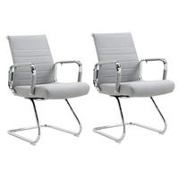 BESUCHERSTUHL OFFICE COMFORT 2er Set LB Stoff Hellgrau - Silberfarben/Hellgrau, Textil/Metall (56/94/64cm) - SVITA