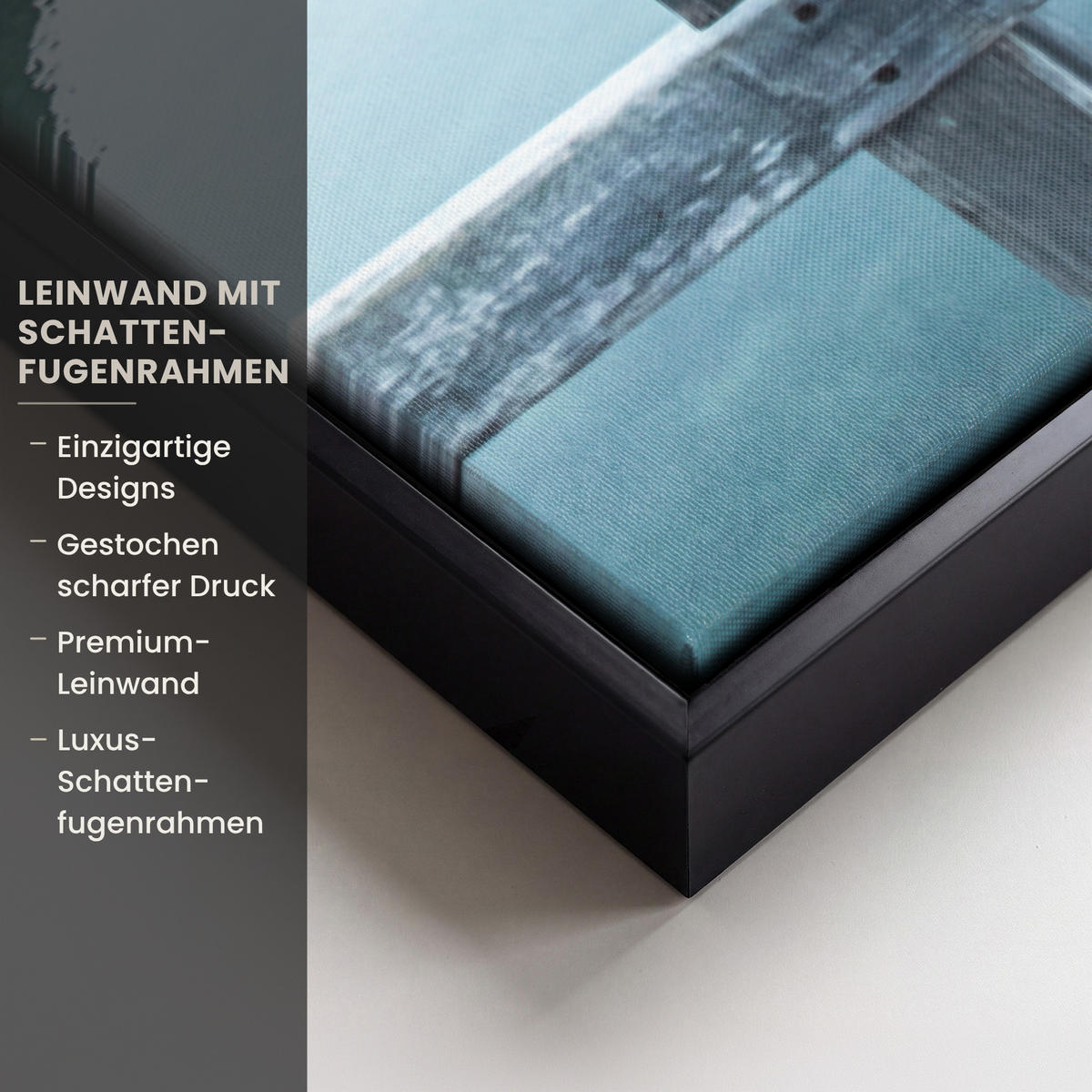 LEINWAND Bilder mit Rahmen - Natur - Berge - Schnee - Wald - Boot - 60x90 - Hellgrün, Textil (60/90cm) - MuchoWow