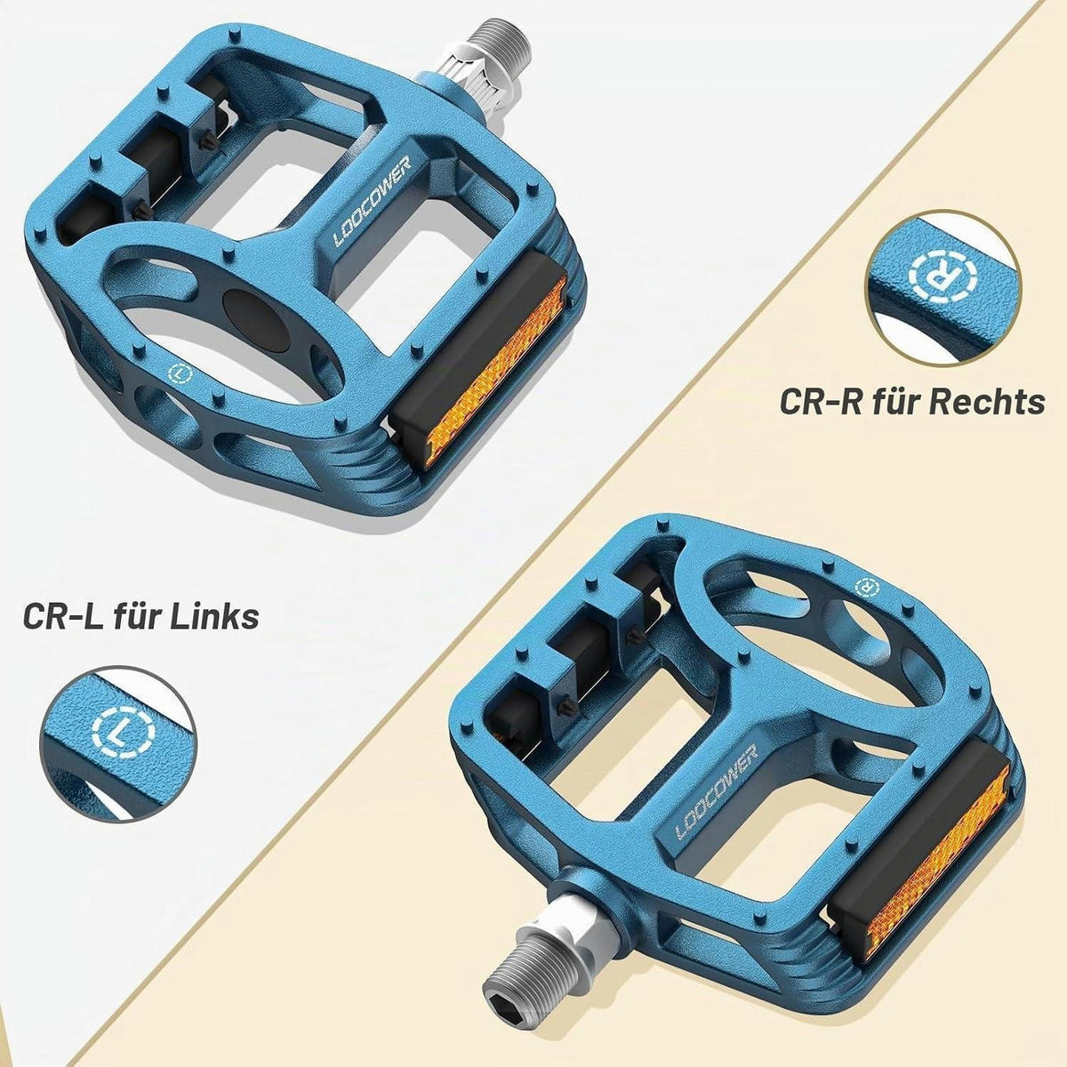 FAHRRADPEDALE Aluminium Blau mit Reflektoren - Blau, Metall (10/1.5/12cm)
