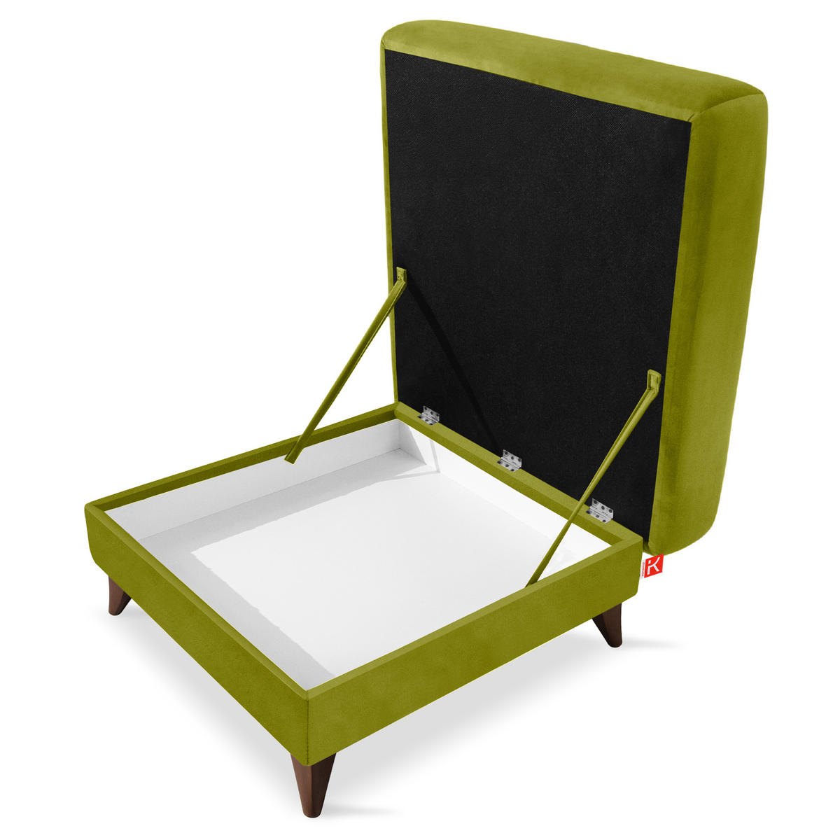 HOCKER GUSTAVO Velours, Olivgrün - Olivgrün, Holz/Holzwerkstoff (92/49/92cm) - KONSIMO®