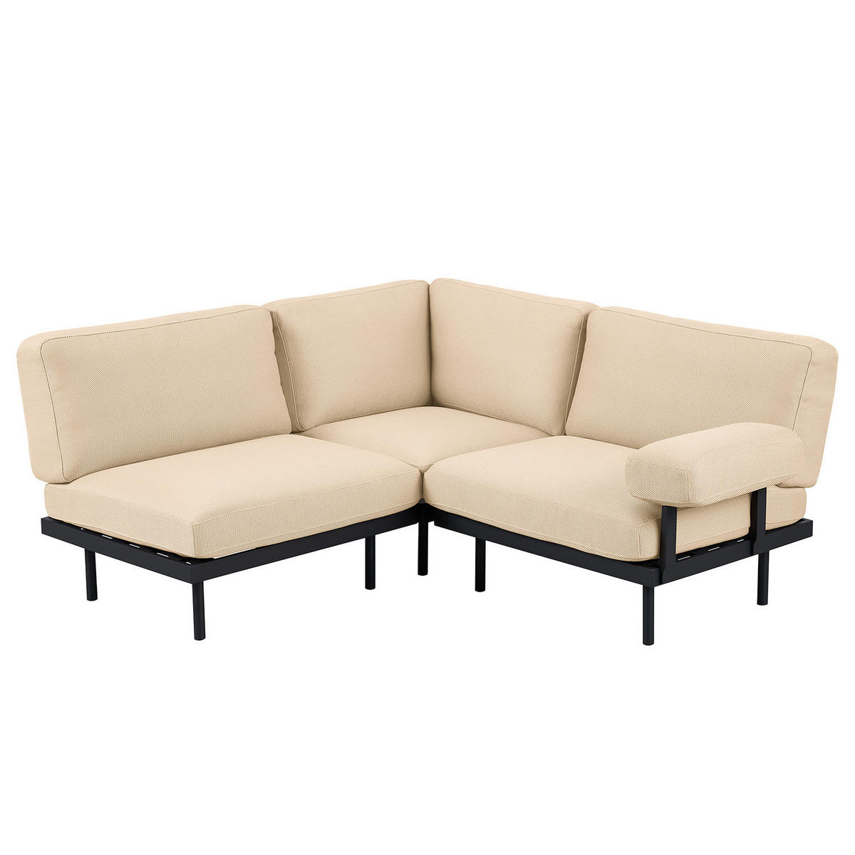 OUTDOOR-ECKSOFA - Beige, Textil/Metall (172/80/186cm) - home24