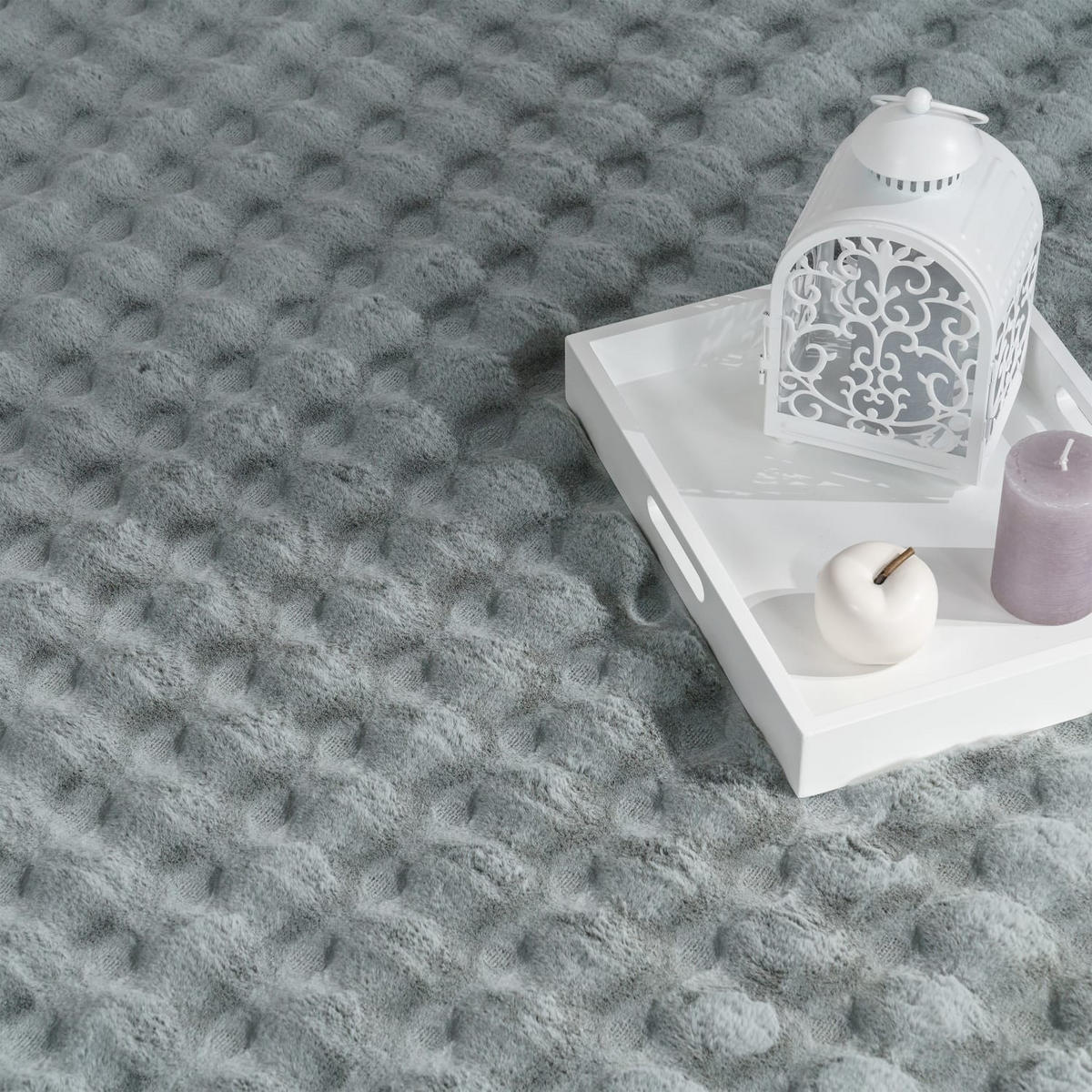 HOCHFLORTEPPICH Rauten Grau 200 x 280 cm - Grau, Kunststoff (200/280cm) - TT Home