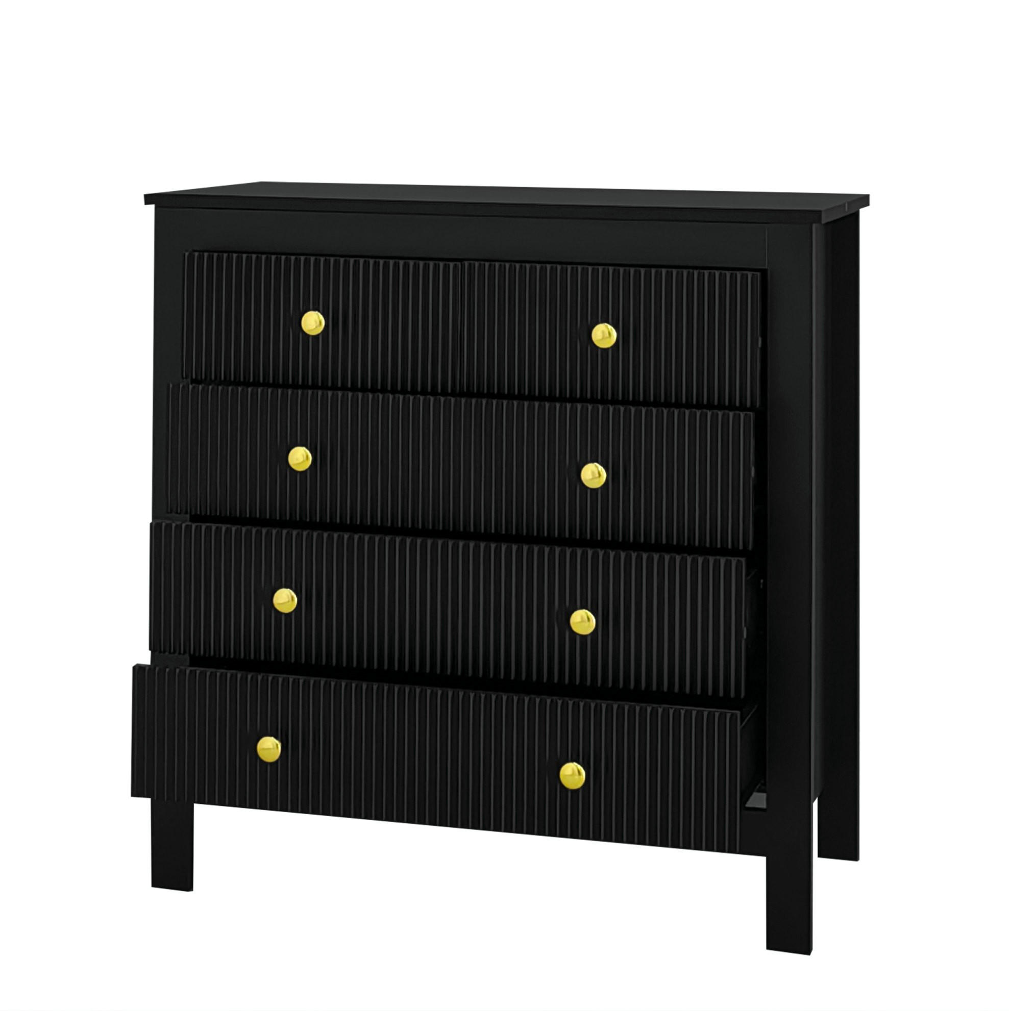 KOMMODE 79/80,5/39,5 cm Schwarz aus Spanplatte mit 5 Schubladen - Schwarz, Holzwerkstoff (39.5/80.5/79cm) - OKMYHOME