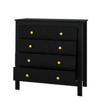 KOMMODE 79/80,5/39,5 cm Schwarz aus Spanplatte mit 5 Schubladen - Schwarz, Holzwerkstoff (39.5/80.5/79cm) - OKMYHOME