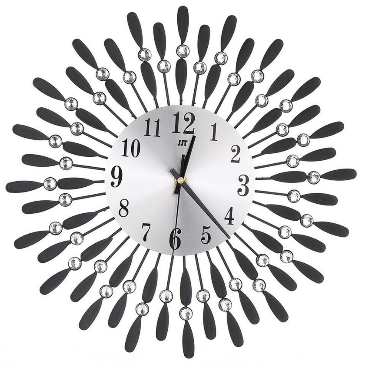 WANDUHR 37.5 cm Durchmesser Blumenförmig Metall Schwarz - Schwarz, Metall (37.5/1/37.5cm) - Livingandhome