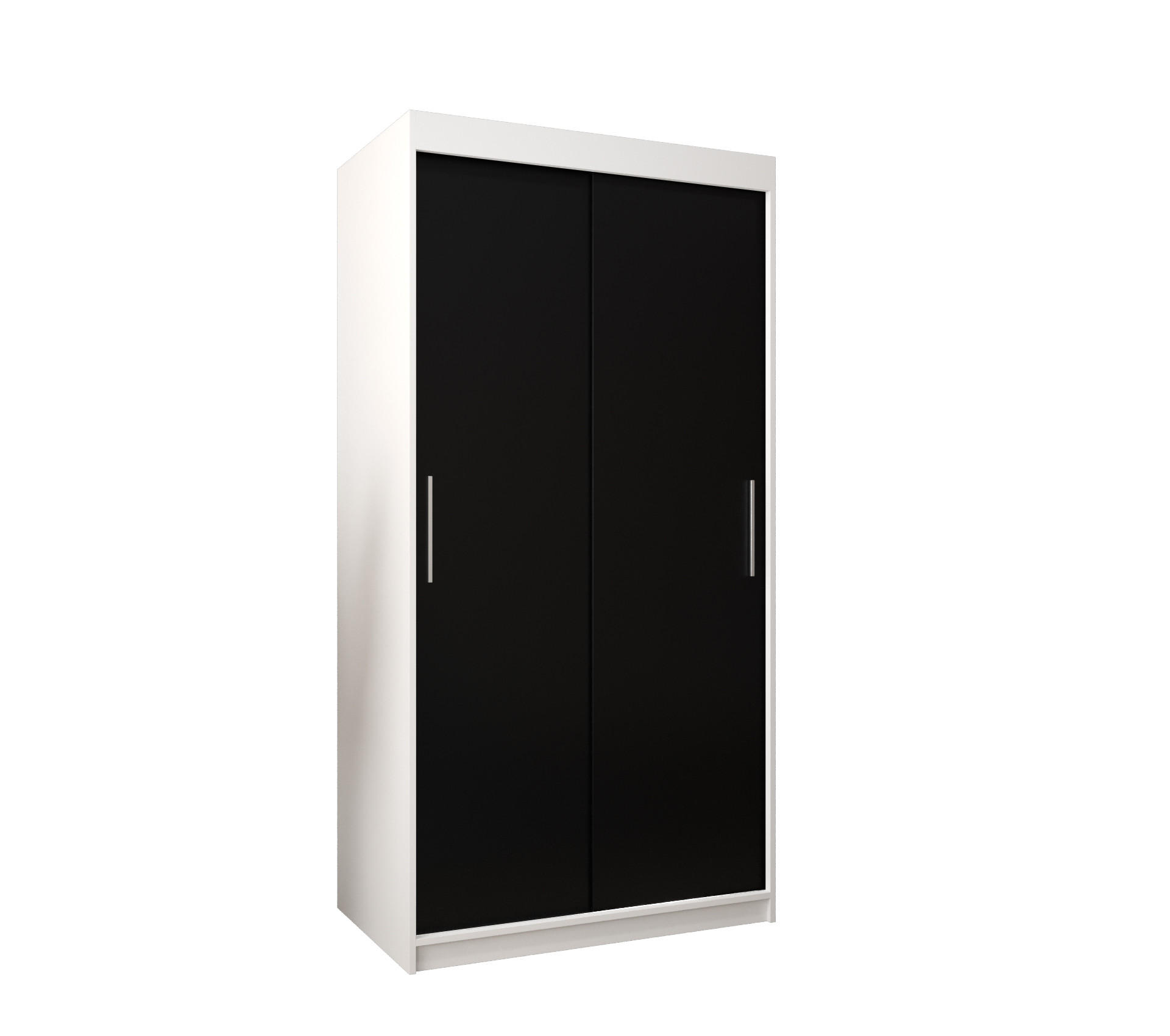SCHWEBETÜRENSCHRANK 200/100/62 2-türig - Silberfarben/Schwarz, Holz/Kunststoff (100/200/62cm) - Abiks Möbel