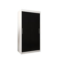SCHWEBETÜRENSCHRANK 200/100/62 2-türig - Silberfarben/Schwarz, Holz/Kunststoff (100/200/62cm) - Abiks Möbel
