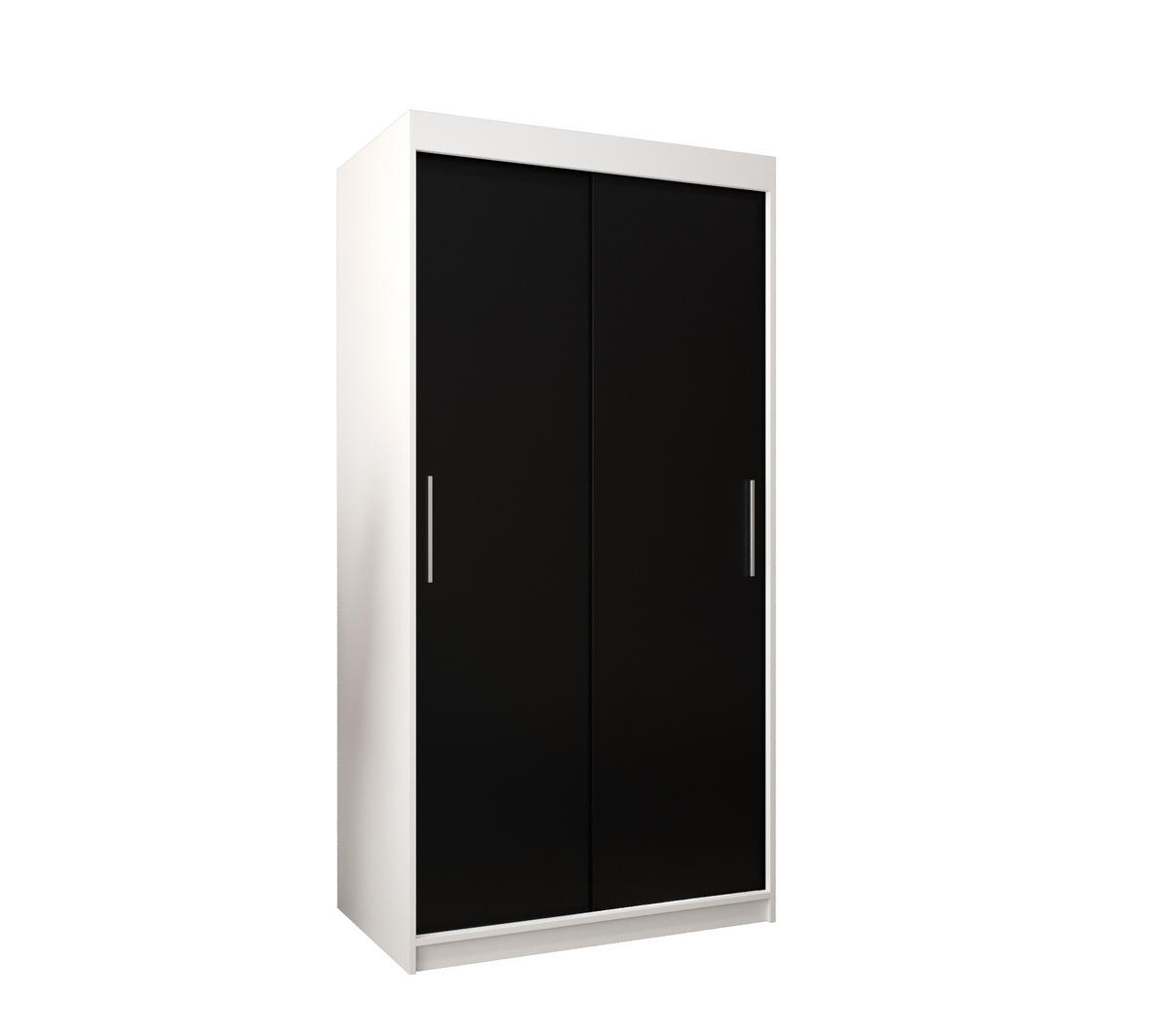 SCHWEBETÜRENSCHRANK 200/100/62 2-türig - Silberfarben/Schwarz, Holz/Kunststoff (100/200/62cm) - Abiks Möbel