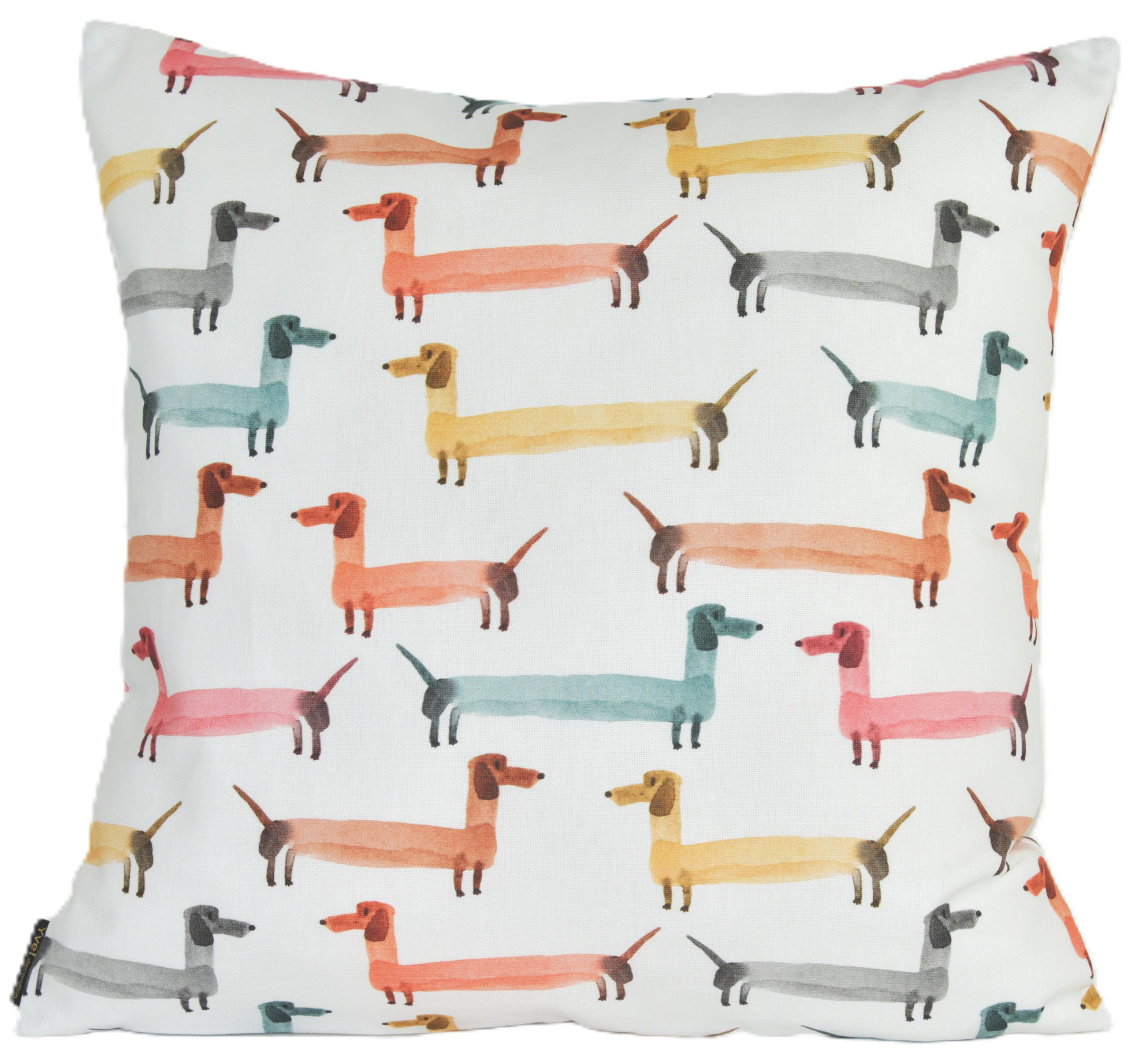 KISSENHÜLLE KLEINE DACKEL BUNT - Multicolor, Textil (50/50cm) - Yve! decoration