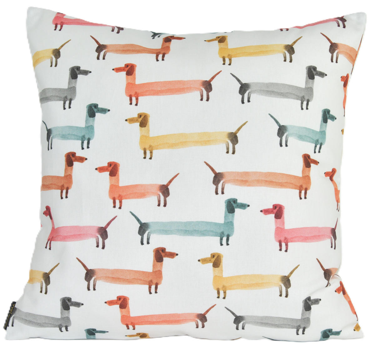 KISSENHÜLLE KLEINE DACKEL BUNT - Multicolor, Textil (50/50cm) - Yve! decoration