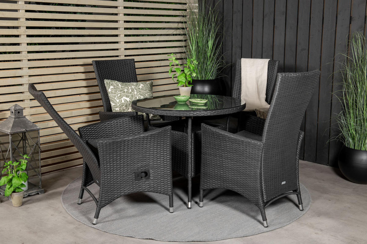GARTENSTUHL 2er Set Schwarz - Schwarz, Holzwerkstoff (62/102/67cm) - ebuy24