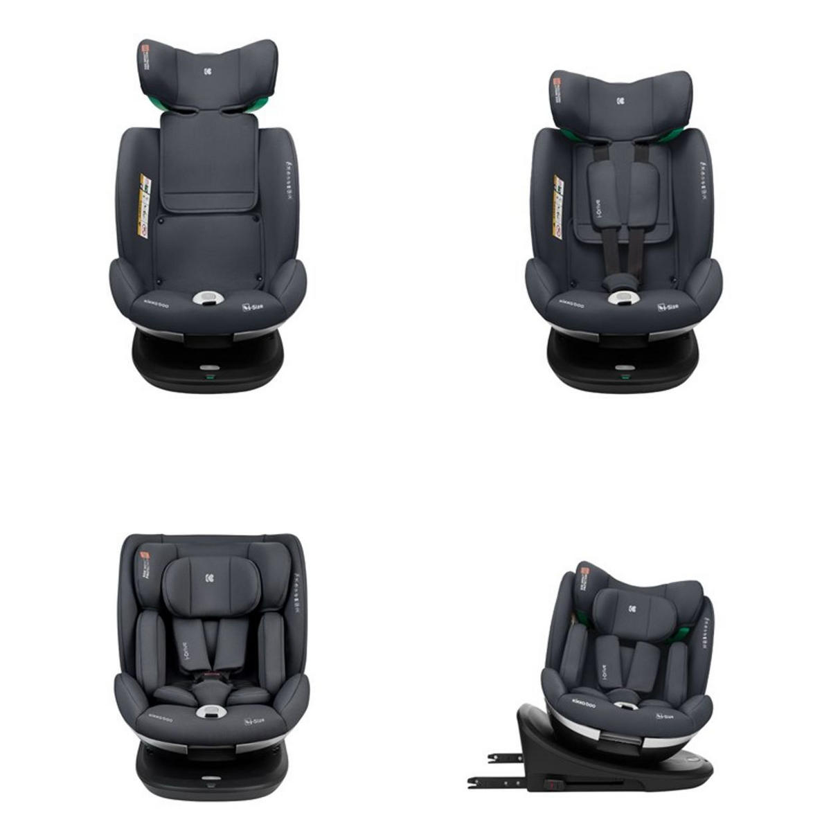 KINDERSITZ i-Drive i-Size grau (40-150cm) Isofix Top Tether, Kopfstütze, SPS - Grau, Kunststoff (44/60/50cm) - Kikka boo